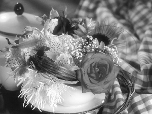 small bunch, cup, sugar-bowl, flowers