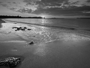 sun, clouds, sea, west, Coast