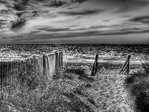 sun, Hurdle, Beaches, west, sea