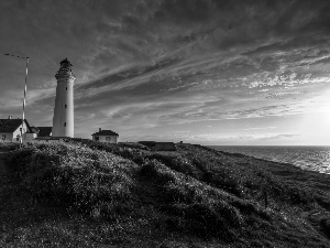 Lighthouse, west, sun, maritime