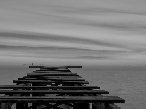 sea, west, sun, pier