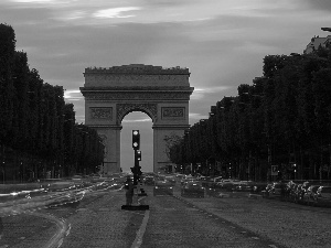 arc de Triomphe, west, sun, Paris