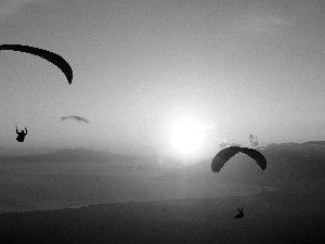 sun, paragliding, west