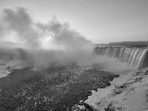 clouds, winter, Ontario Province, Canada, Niagara Falls, Sunrise