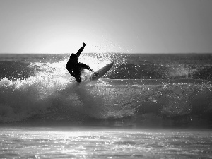 surfer, sea, Waves