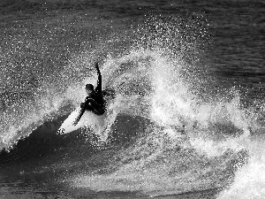 a man, Tides, Surfing, sea