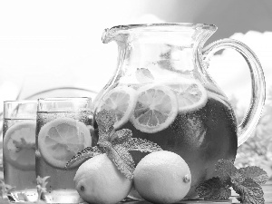 jug, frozen, tea, glasses