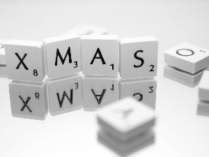 Mirror, Scrabble, text, Christmas, reflection, shallow