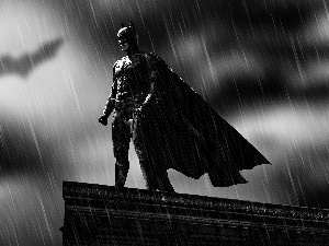 Rain, Batman, the roof