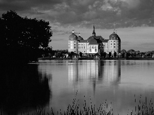 lake, west, on The Water, Moritzburg, palace, sun