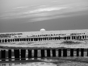 west, sea, The Baltic, sun