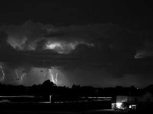Night, Lightning, thunderbolt, Storm