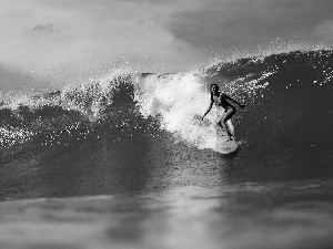 Women, tall, Tides, Surfing