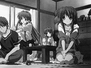 Okazaki, Anime, Ryou Fujibayashi, Tomoya, Clannad, Fuko Ibuki, Kyou Fujibayashi