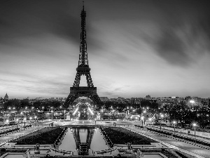 tower, Eiffla, panorama, town, Paris