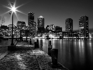 Boston, The United States, skyscrapers, Town, illuminated