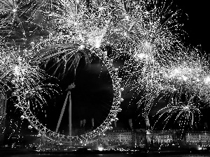 Clock, night, Illuminated, New Year