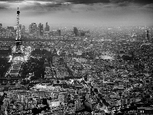 town, Paris, Eiffla, View, tower