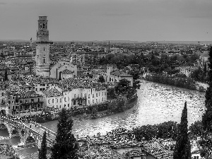 bridge, Italy, town, River, picture, Verona