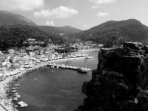 Town, Parga, sea, The Hills, Coast, Greece