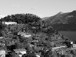 lake, Lombardy, Town, Yachts, Como, Mountains