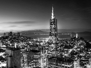 Francisco, panorama, Transamerica, Pyramid, night, San