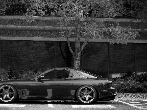 trees, viewes, Rx-7, parking, Mazda