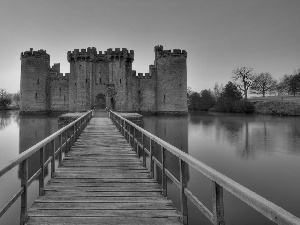 lake, England, trees, viewes, bridge, Castle