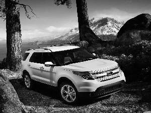 trees, viewes, Mountains, rocks, Ford Explorer