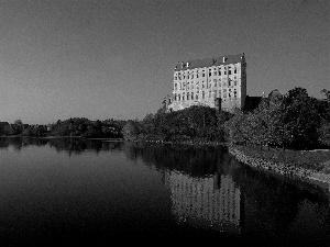 water, Castle, trees, viewes, reflection, Plumlov