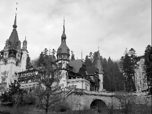 Sinaia, trees, viewes, Peles Palace