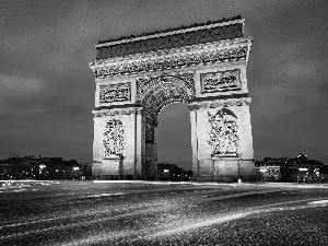 arc de Triomphe, Way, Paris, night, France
