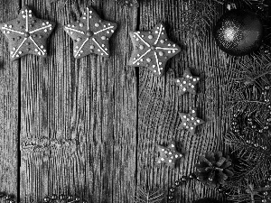 Stars, glace, baubles, Gingerbread, Christmas, Twigs, boarding