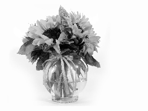 bouquet, clear, Vase, sunflowers