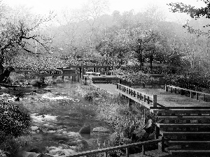 Garden, bridges, VEGETATION, brook