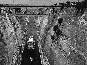 canal, Container, vessels, bridge