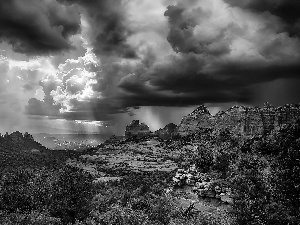 canyons, trees, viewes, clouds