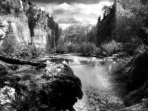 canyons, trees, viewes, lake