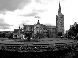 Church, trees, viewes, Garden