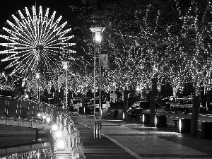 viewes, decor, night, trees, Tokio