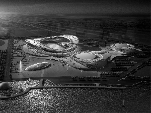 trees, viewes, sun, Yachts, west, stadiums, Project, lake