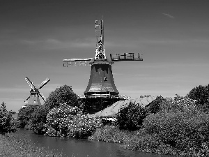 Windmills, trees, viewes, River