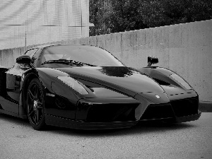 Black, Enzo, wall, Ferrari