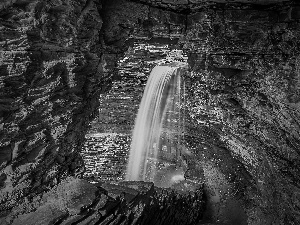 Cavern, waterfall