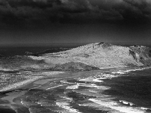 dark, sea, Waves, Sky