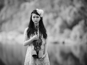 We, hair, Women, Flower, violin