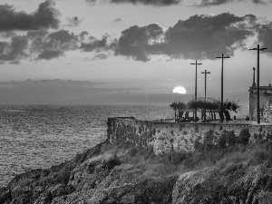 west, sun, rocks, Restaurant, Coast