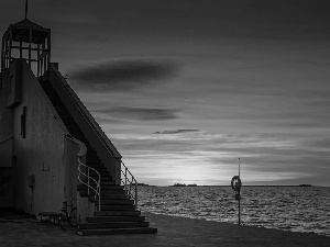 west, sun, maritime, sea, Lighthouse