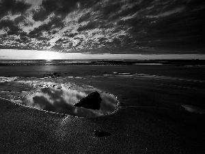 west, sun, Mirror, Beaches, reflection