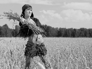 Women, corn, wheat, Belly